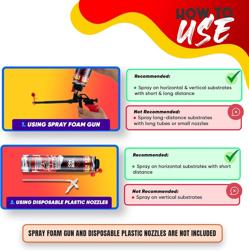 ixirpro Spray Foam Insulation Can (2 x 30 oz. / 850 g) Expanding Sealant, Mega Size Closed Cell Spray Foam Insulation, High Density, Walls Ceiling Windows Doors - Image 2